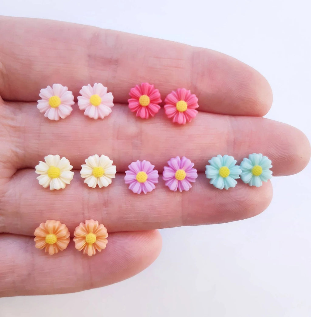 Textured Daisy - Metal Free Hypoallergenic Earrings | Pretty Ears