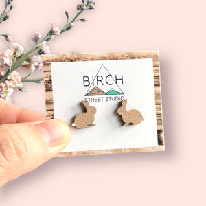 Bunny - Wooden Stud Earrings | Birch Street Studio