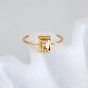 CZ Art Deco Ring | Mesa Blue