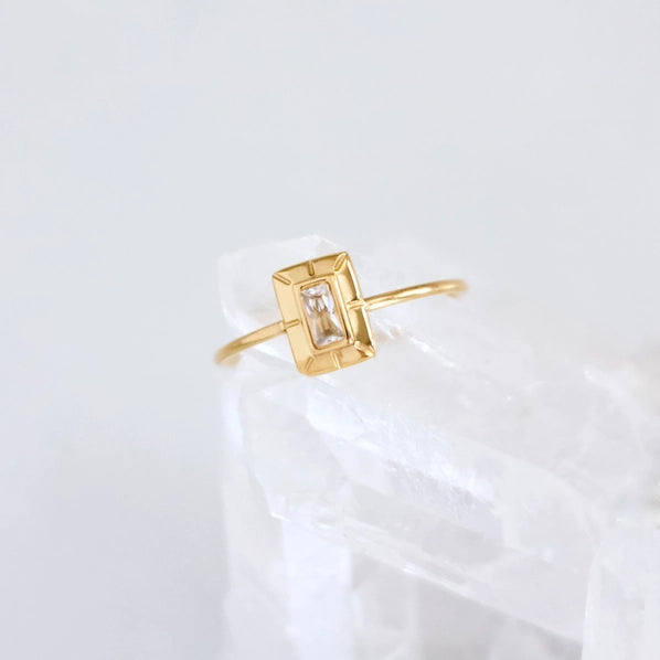 CZ Art Deco Ring | Mesa Blue