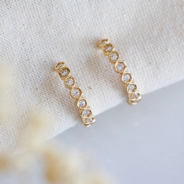 CZ Geometric Hoop Earrings | Mesa Blue