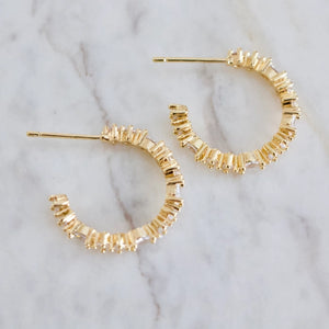 CZ Pave Hoop Earrings | Mesa Blue