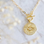 CZ Protective Eye - Paperclip Necklace | Mesa Blue