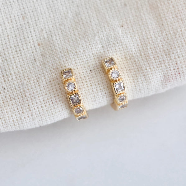 CZ Geometric Hoop Earrings | Mesa Blue