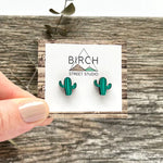 Cactus - Wooden Stud Earrings | Birch Street Studio