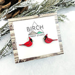 Red Cardinal - Wooden Stud Earrings | Birch Street Studio