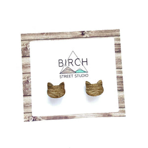 Cat - Wooden Stud Earrings | Birch Street Studio
