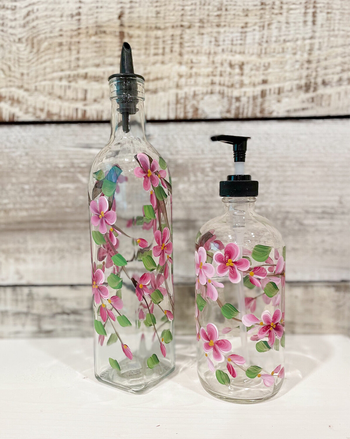 Cherry Blossoms - Hand Painted Soap/Lotion Bottle | CC Crafts