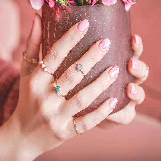 Chrysocolla & Opal - Duo Stone Stacking Ring | Mineral and Matter