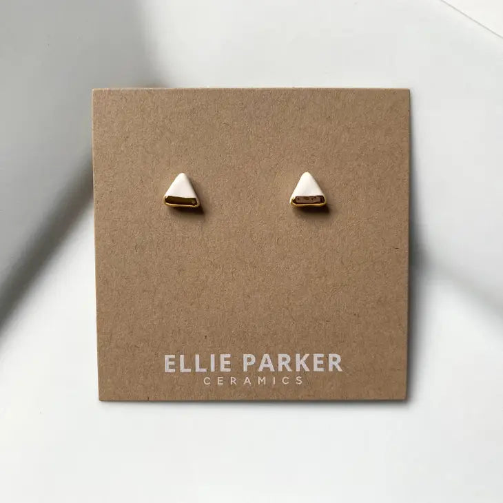 Classic White Triangle Stud Earrings | Ellie Parker