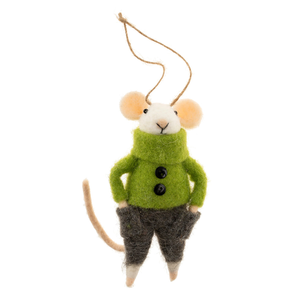 Comfortable Cooper - Felted Mouse Ornament | Indaba
