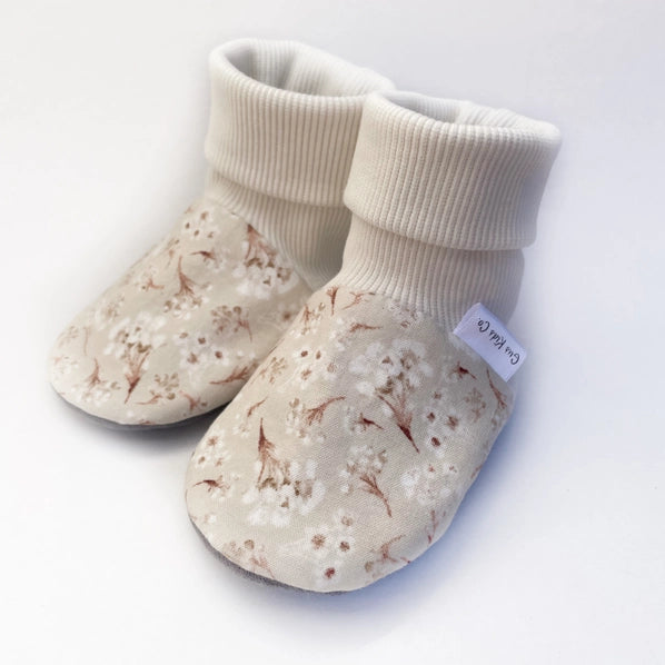 Cream Floral - Baby Booties | Gus Kids Co.