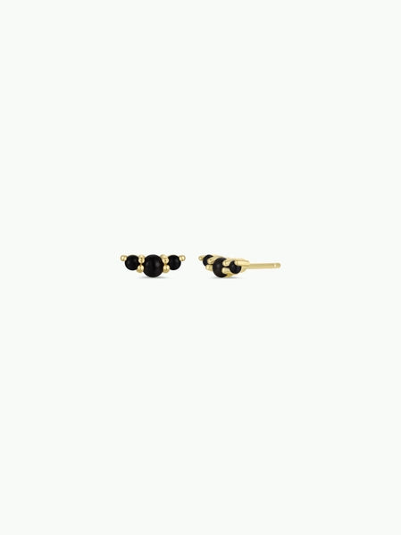 Black Tourmaline Crescent | Stud Earrings