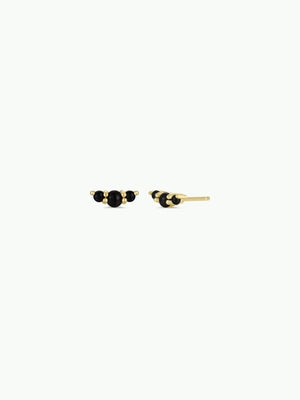 Black Tourmaline Crescent | Stud Earrings