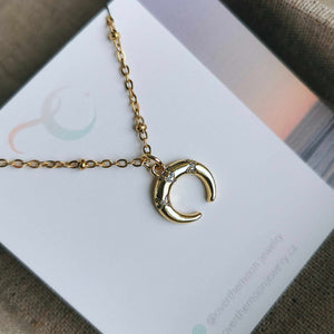 Pavé Crescent Moon - Necklace | Over The Moon