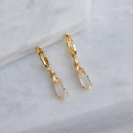 Crystal Teardrop - Huggie Earrings | Mesa Blue