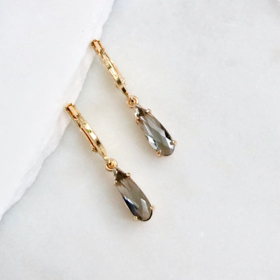 Crystal Teardrop - Huggie Earrings | Mesa Blue