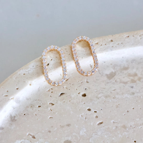 Cz Oval Stud | Earrings