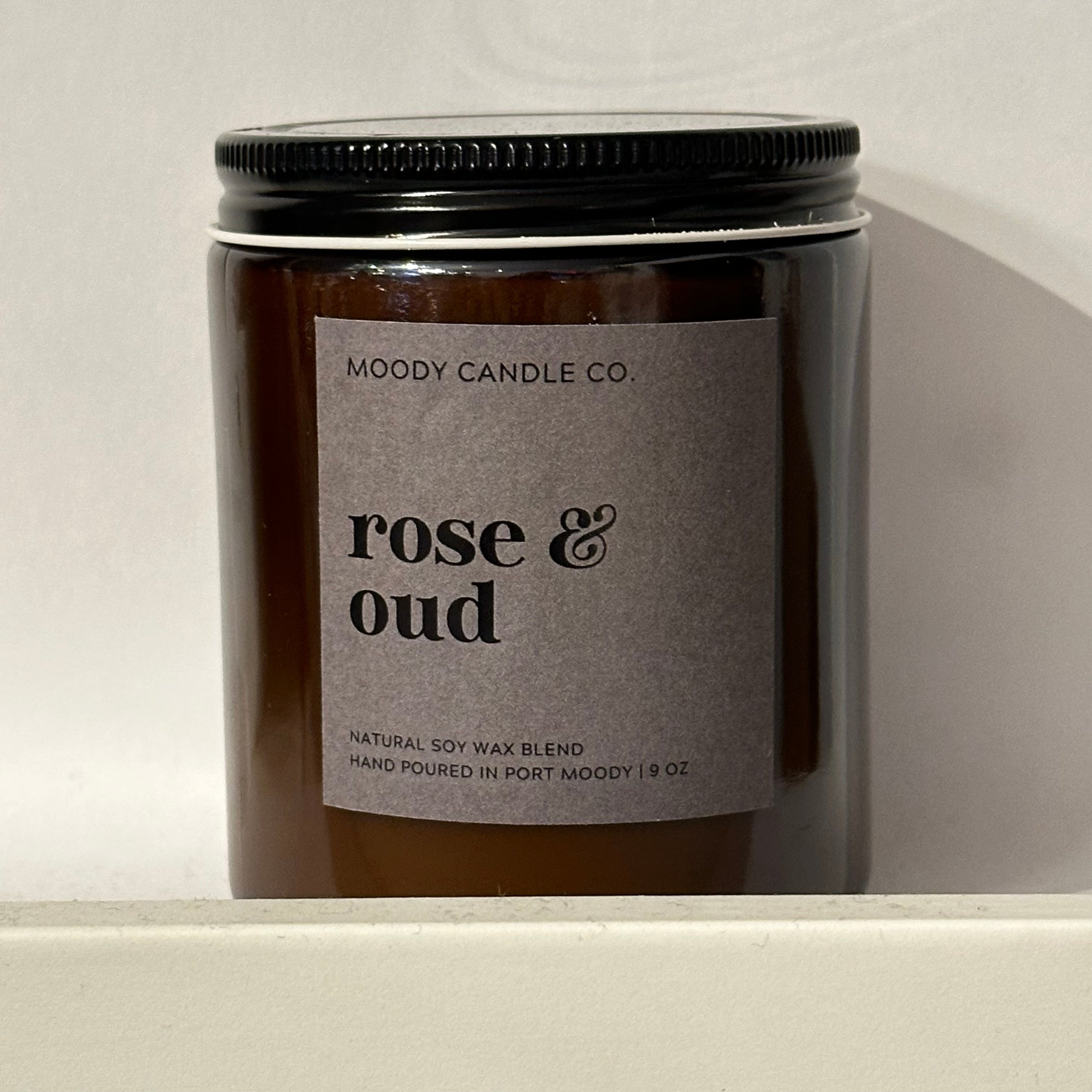 Rose & Oud - Glass Jar Candle | Moody Candle Co