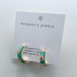 Daisy Enamel Hoop Earrings