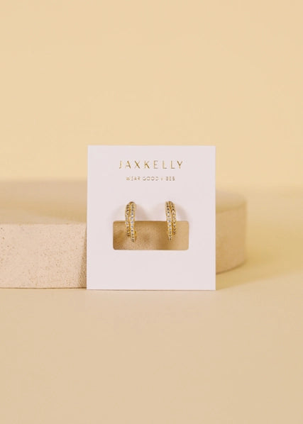 Champagne Pavé Double Hoop - Gold Earrings | JaxKelly