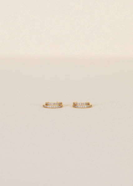 Champagne Pavé Double Hoop - Gold Earrings | JaxKelly