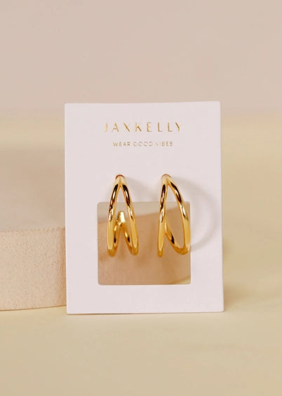 Illusion Double Hoop - Gold Earrings | JaxKelly