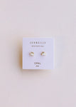 White Opal Double Stack | Stud Earrings