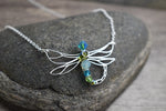 Dragonfly with Austrian Crystals - Sterling Silver Pendant Necklace
