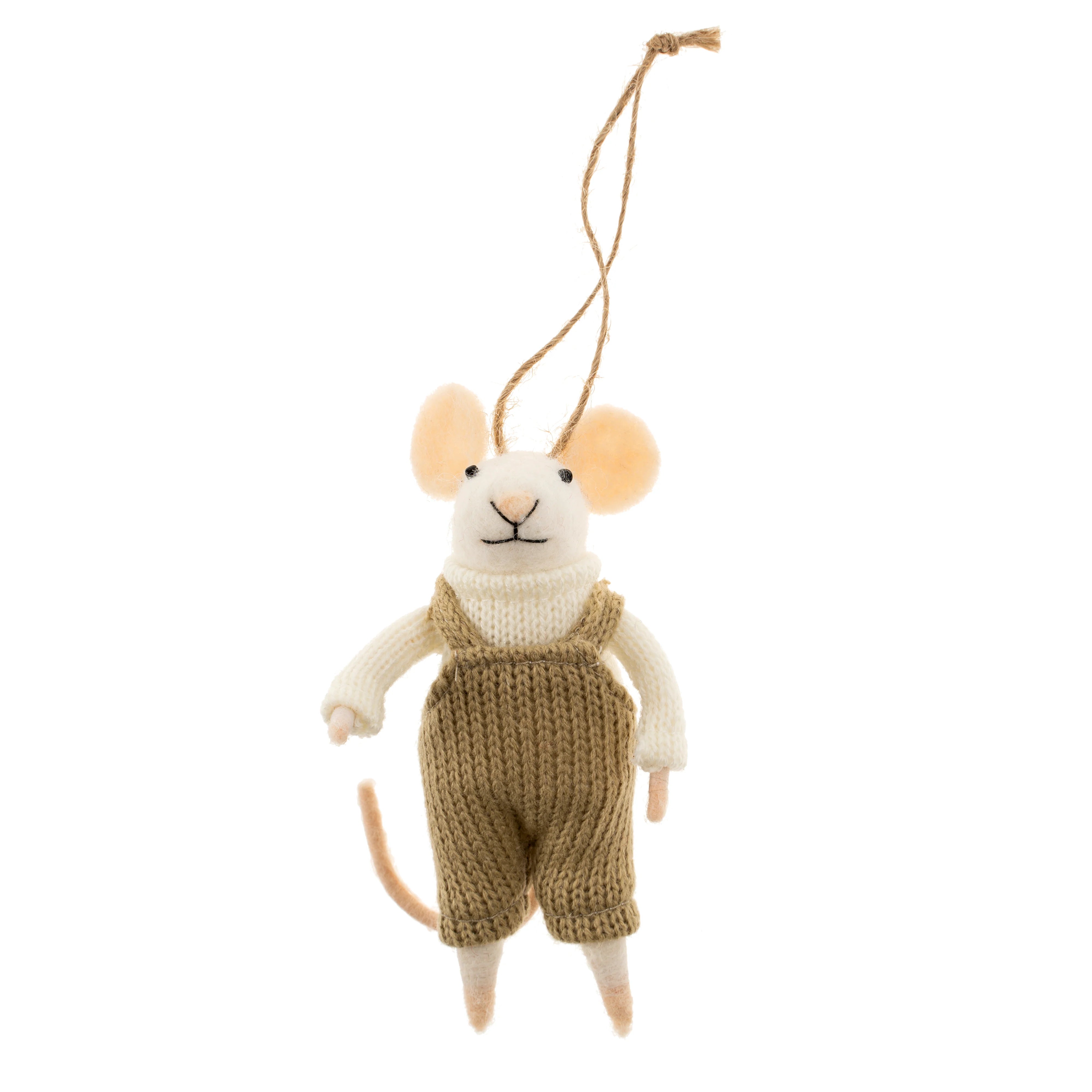 Dungarees Dorian - Felted Mouse Ornament | Indaba
