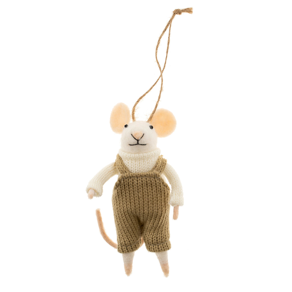 Dungarees Dorian - Felted Mouse Ornament | Indaba