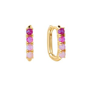 Ella - Pink Opal Oblong Hoops | La Kaiser