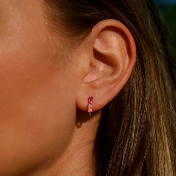 Ella - Pink Opal Oblong Hoops | La Kaiser