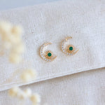 Emerald Moon & Star Stud Earrings | Mesa Blue
