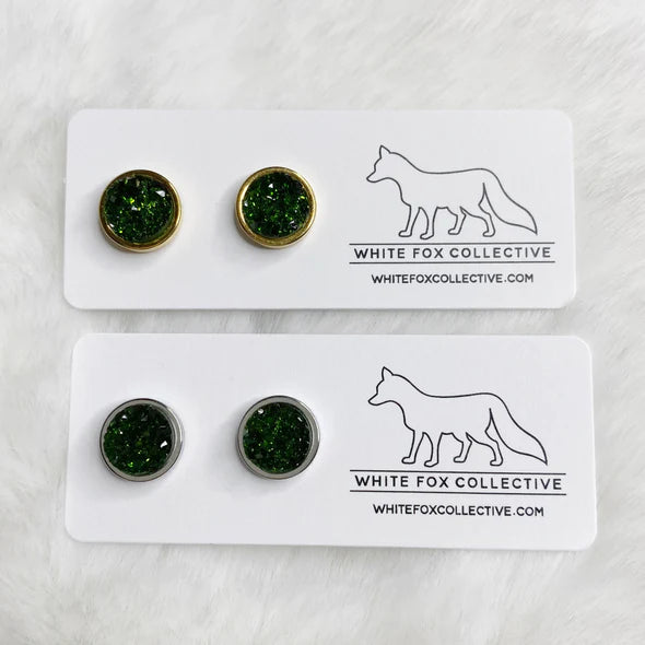 Emerald Green - Faux Druzy Studs | White Fox Collective
