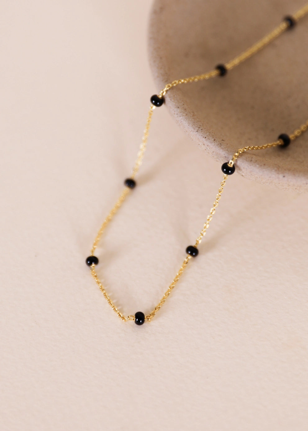 Black Enamel | 18k Gold Plated Necklace