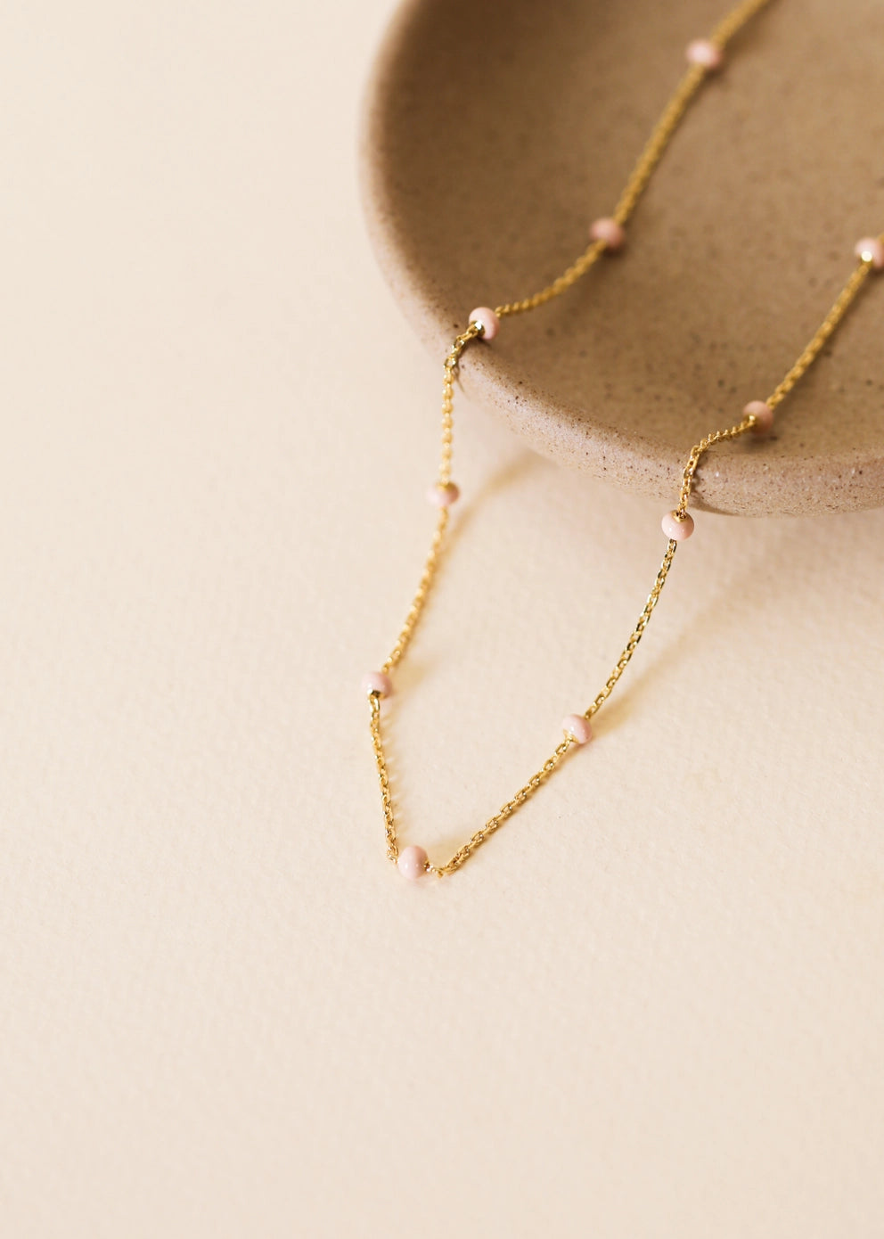 Petal Pink Enamel | 18k Gold Plated Necklace