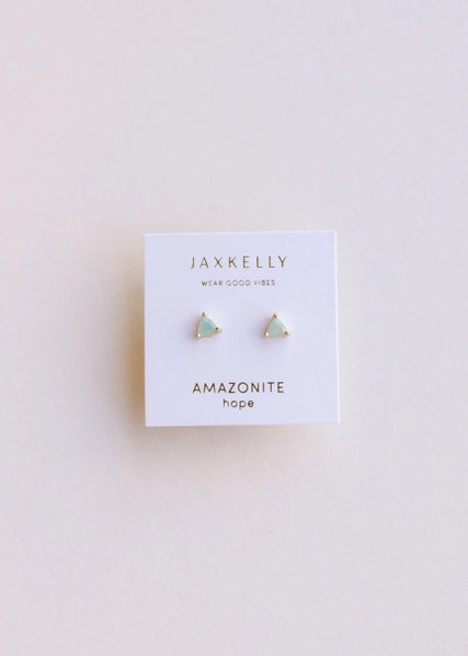 Amazonite - Gold Mini Energy Gem Stud Earrings | JaxKelly