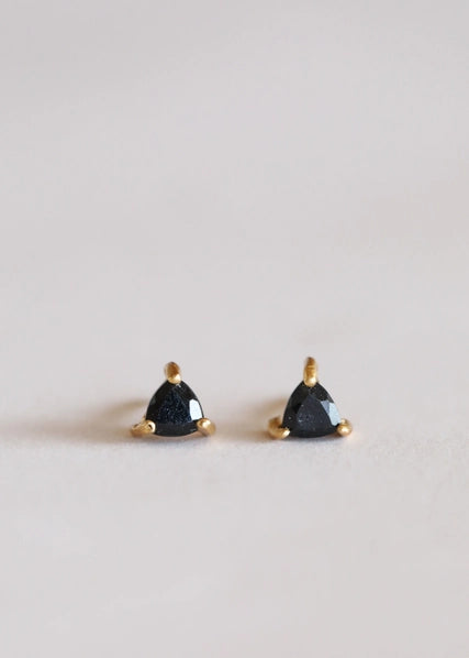 Black Tourmaline | Gold Mini Energy Gem Stud Earrings