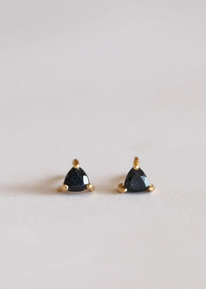 Black Tourmaline | Gold Mini Energy Gem Stud Earrings