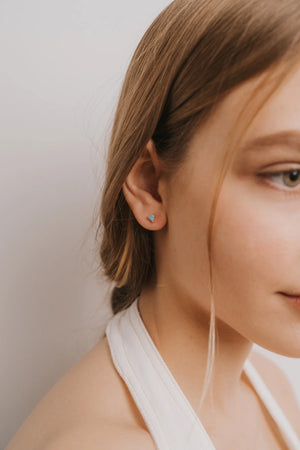 Fire Opal | Gold Mini Energy Gem Stud Earrings