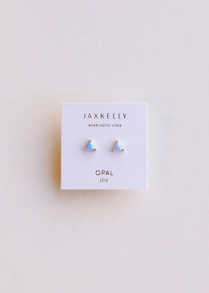 Fire Opal | Gold Mini Energy Gem Stud Earrings