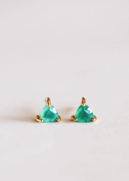 Green Onyx | Gold Mini Energy Gem Stud Earrings