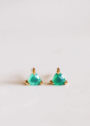 Green Onyx | Gold Mini Energy Gem Stud Earrings