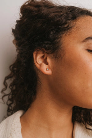 Green Onyx | Gold Mini Energy Gem Stud Earrings