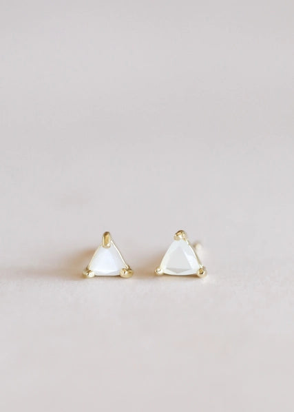 Mother Of Pearl | Gold Mini Energy Gem Stud Earrings