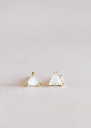 Mother Of Pearl | Gold Mini Energy Gem Stud Earrings