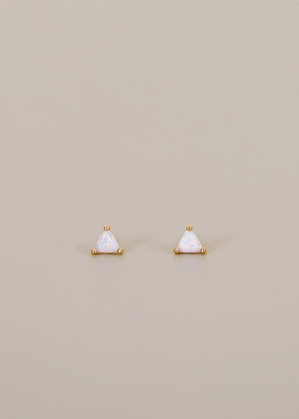 White Opal | Gold Mini Energy Gem Stud Earrings