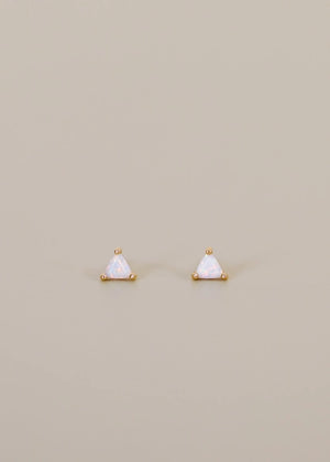White Opal | Gold Mini Energy Gem Stud Earrings