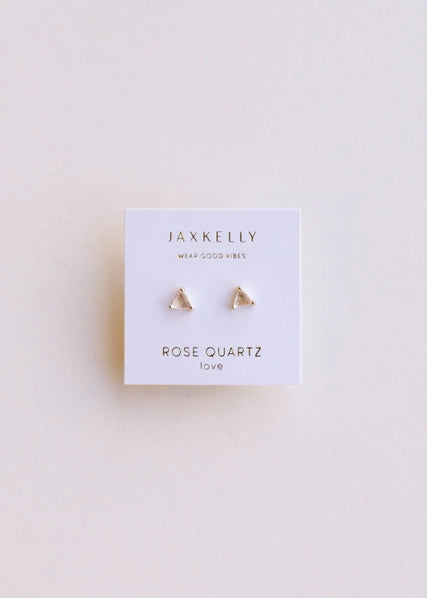 Rose Quartz - Gold Mini Energy Gem Stud Earrings | JaxKelly